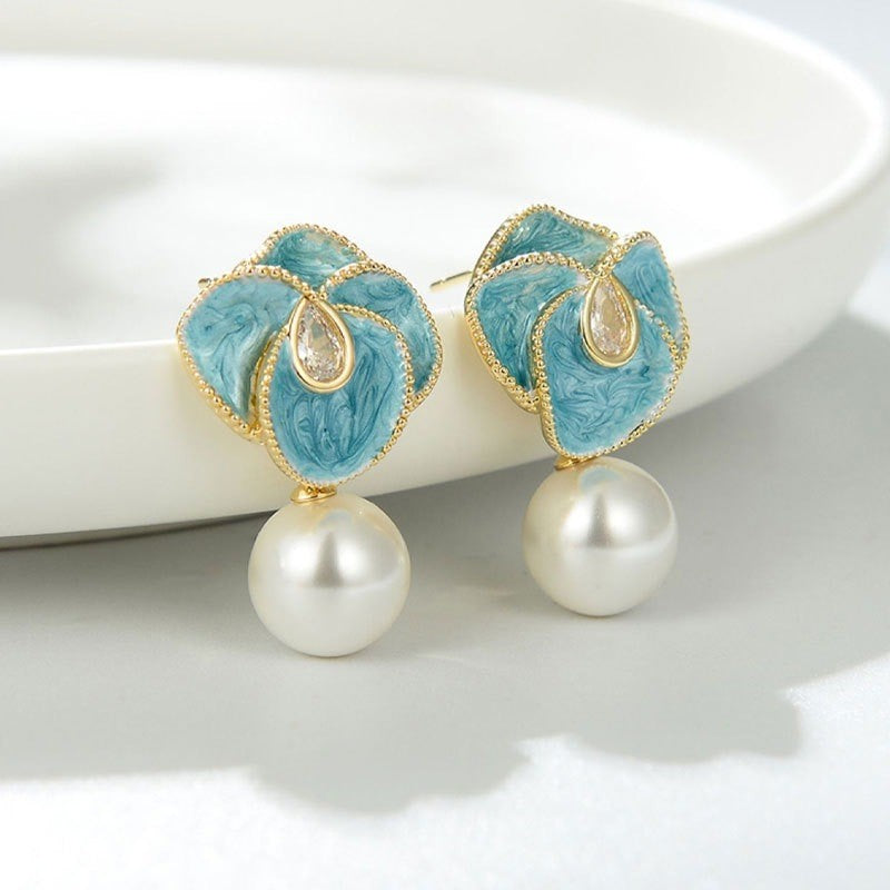 6 Set - Mother-of-pearl flower earrings (Mix color) (Unit price 31)