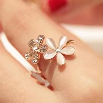 6 Pc - Small fresh cat's eye stone flower index finger ring (Unit Price - 26)