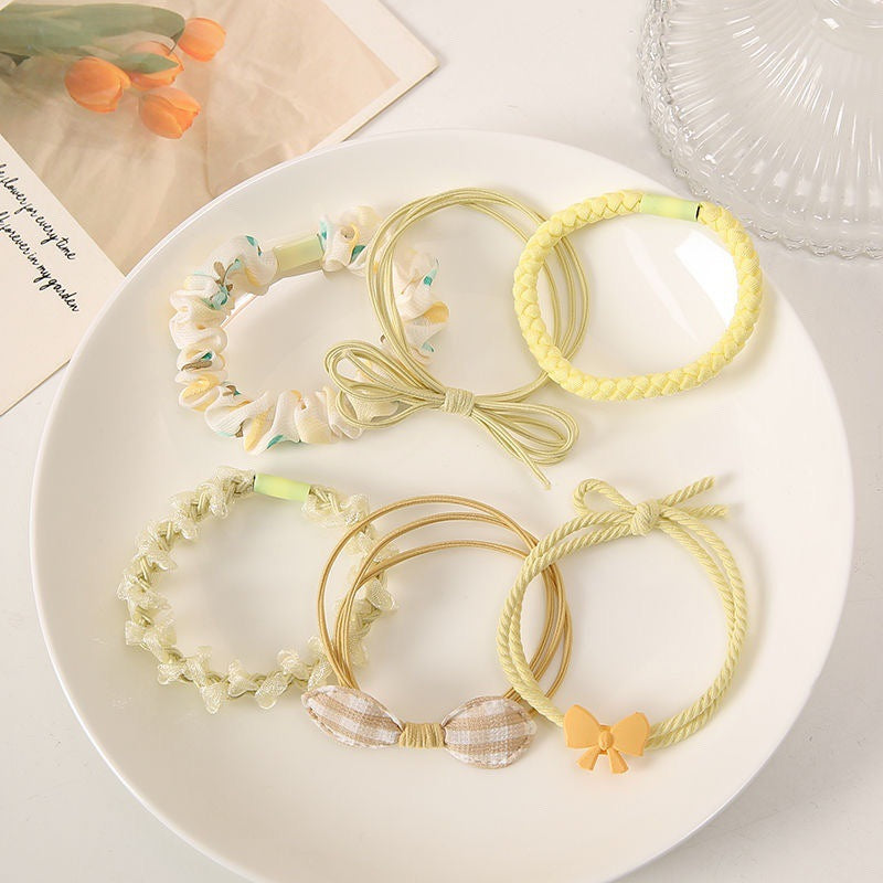 6 Set - Six Pack New Mori Sweet Cute Hair Rope Ponytail Holder (Mix Color OPP bag) (Unit Price 25)