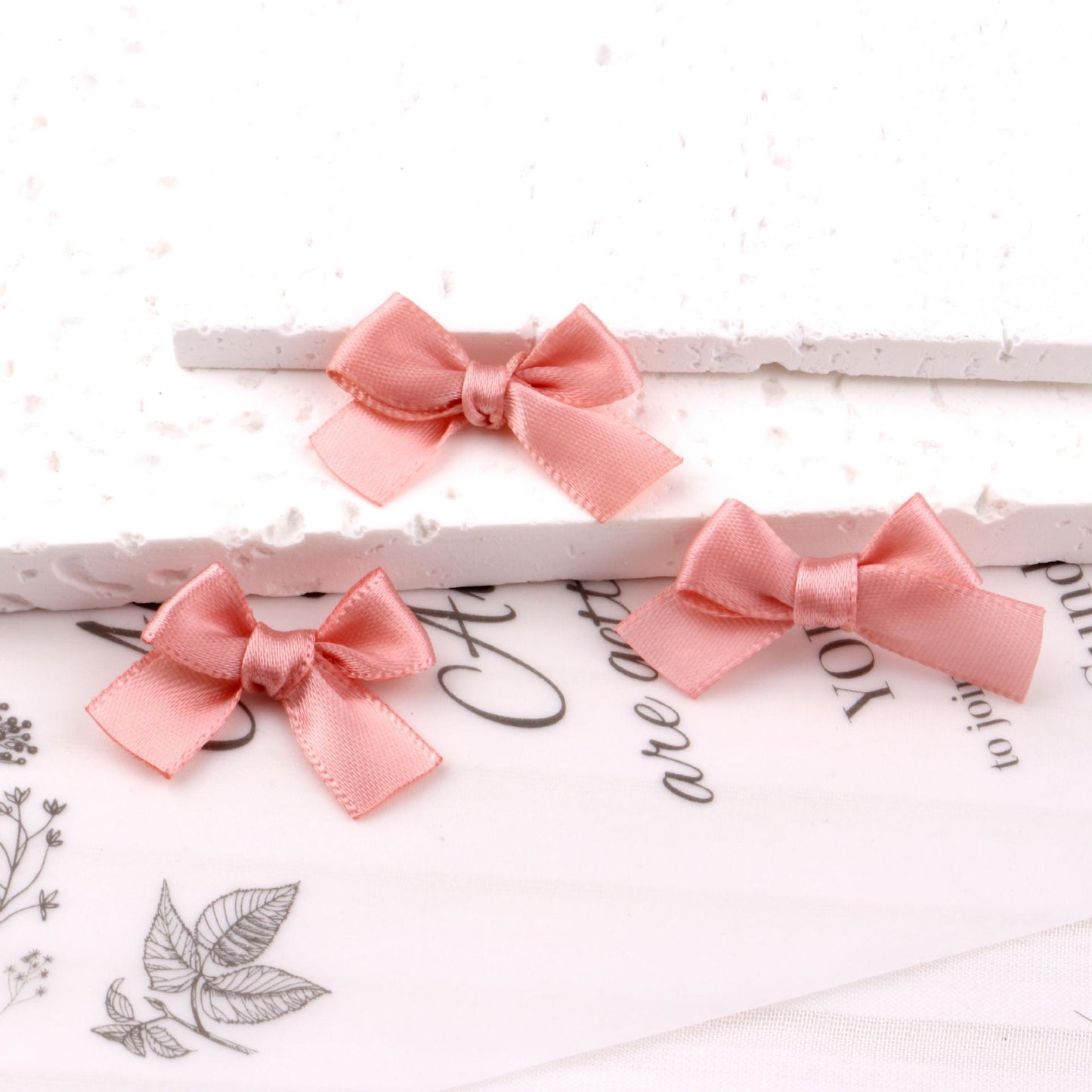 Leather Pink  Ribbon 3cm bow mini hairpin (10 Pc Set Card packing)