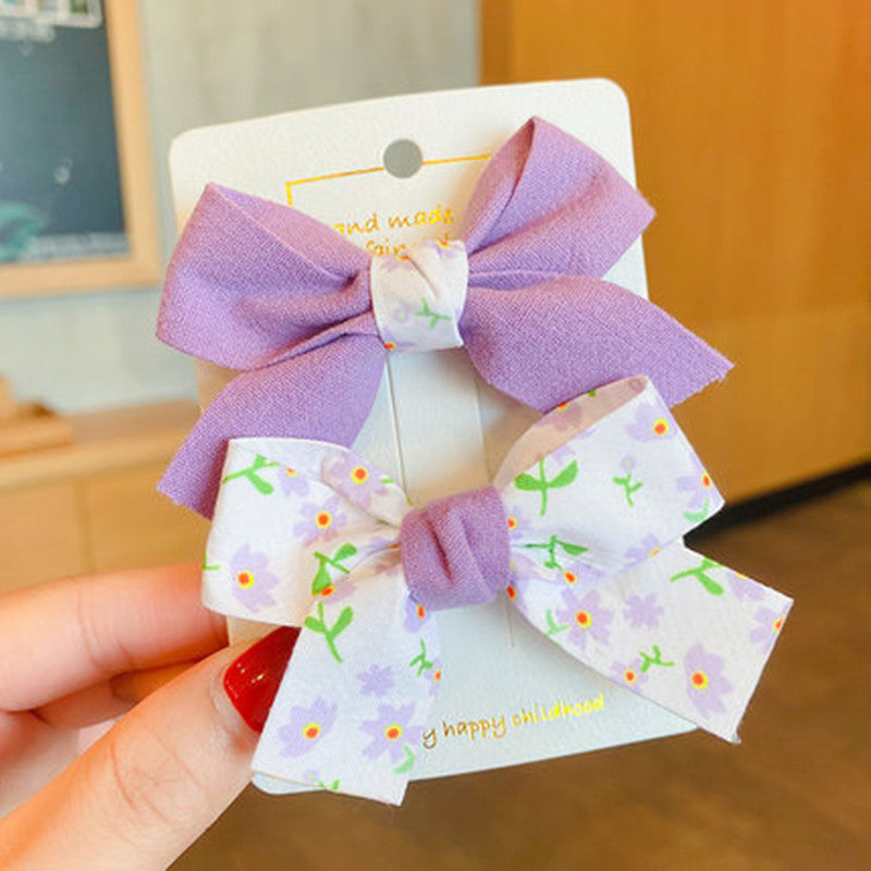 6 Set - Korean Style Bow Hairpin (2 pc set - Mix Color Card Packing) (1 set Price - 24)