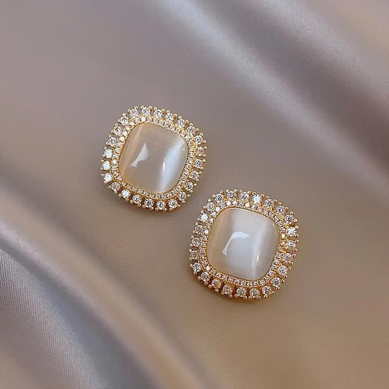 6 Pairs - South Korea fashion geometric opal earrings (1 Pair Price - 29)