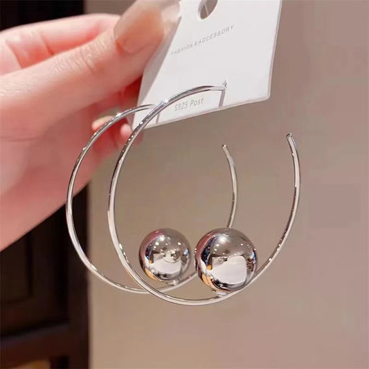 6 pc - Big Circle Earrings - Silver (Unit Price - 29)