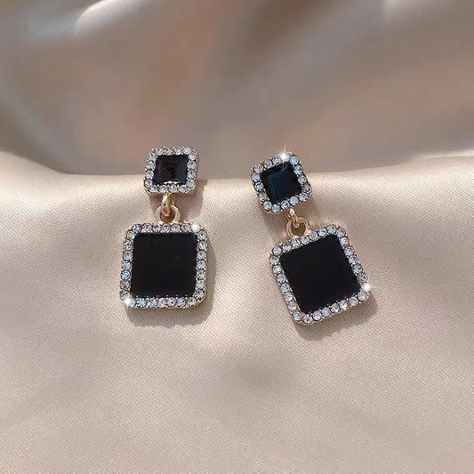 6 Set - Black elegant long diamond earrings (1 Pc Price - 37)